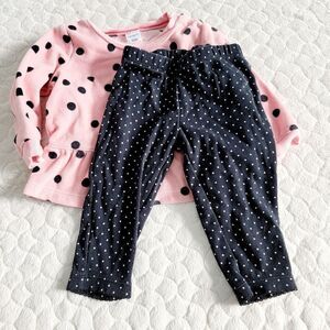 Carters 9m polka dot outfit sweater leggings pink black